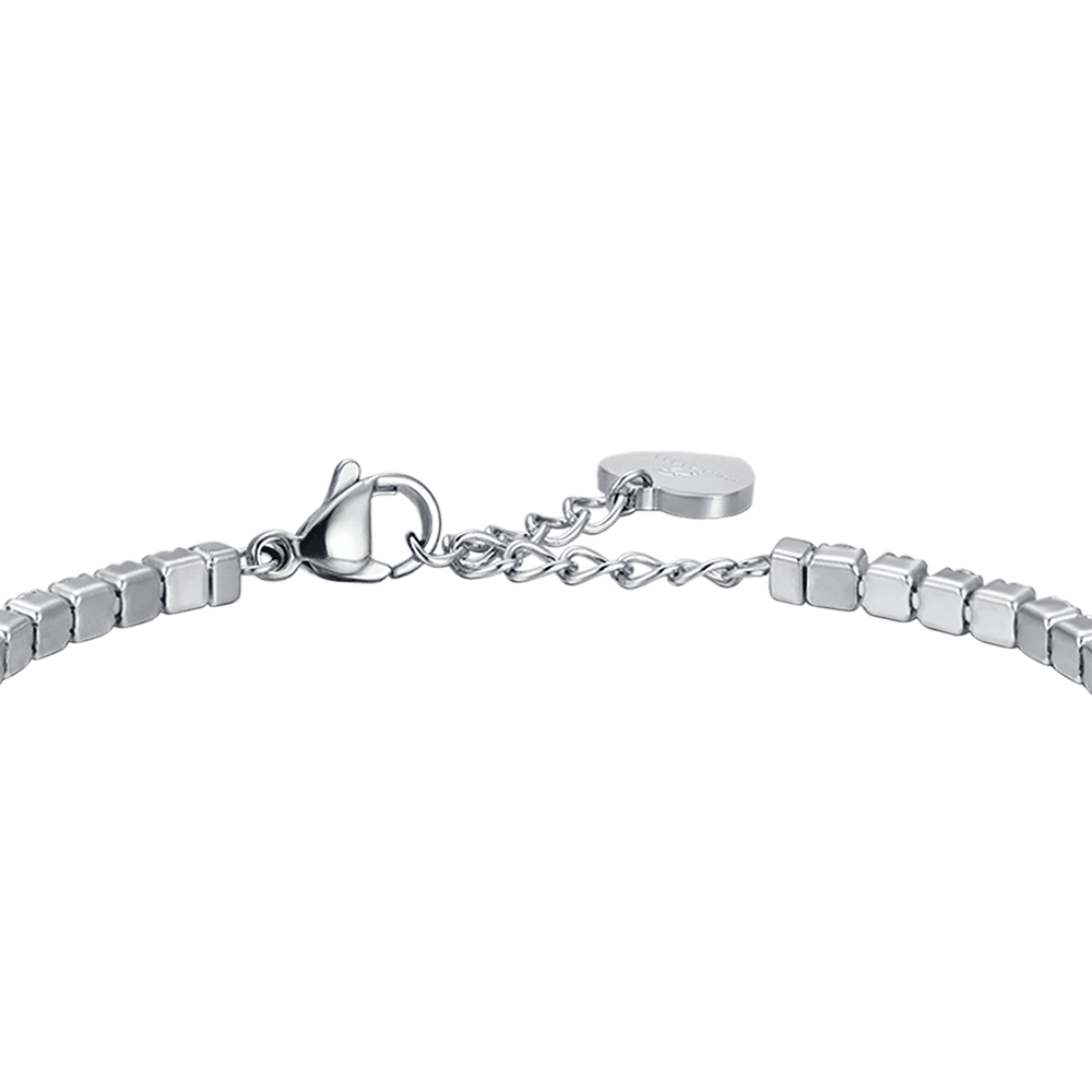 BRACCIALE DONNA IN ACCIAIO CON CRISTALLI BIANCHI E CUORE CRISTALLO