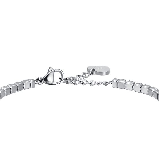 BRACCIALE DONNA IN ACCIAIO CON CRISTALLI BIANCHI E CUORE CRISTALLO