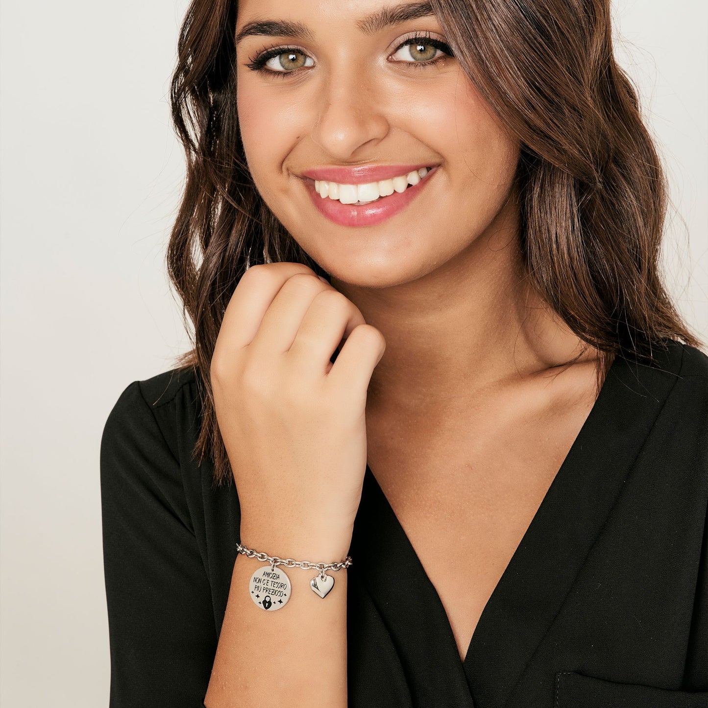 BRACCIALE DONNA IN ACCIAIO AMICIZIA NON C'E' TESORO PIù PREZIOSO