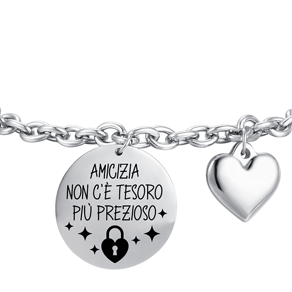 BRACCIALE DONNA IN ACCIAIO AMICIZIA NON C'E' TESORO PIù PREZIOSO