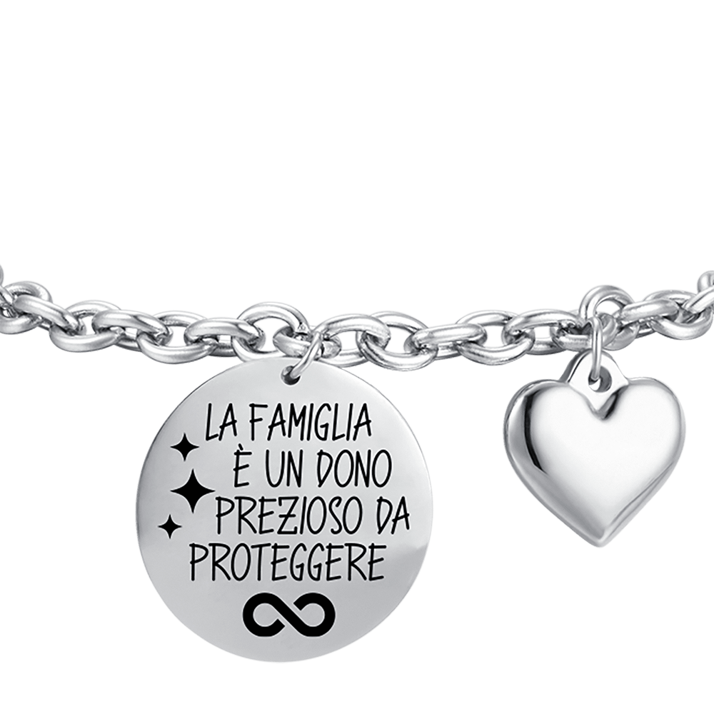 BRACCIALE DONNA IN ACCIAIO LA FAMIGLIA E' UN DONO PREZIOSO DA PROTEGGERE