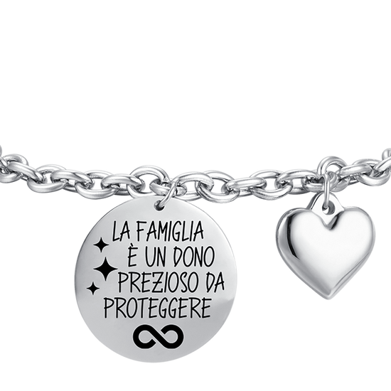BRACCIALE DONNA IN ACCIAIO LA FAMIGLIA E' UN DONO PREZIOSO DA PROTEGGERE