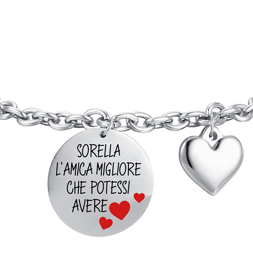 BRACCIALE DONNA IN ACCIAIO SORELLA L'AMICA MIGLIORE CHE POTESSI AVERE