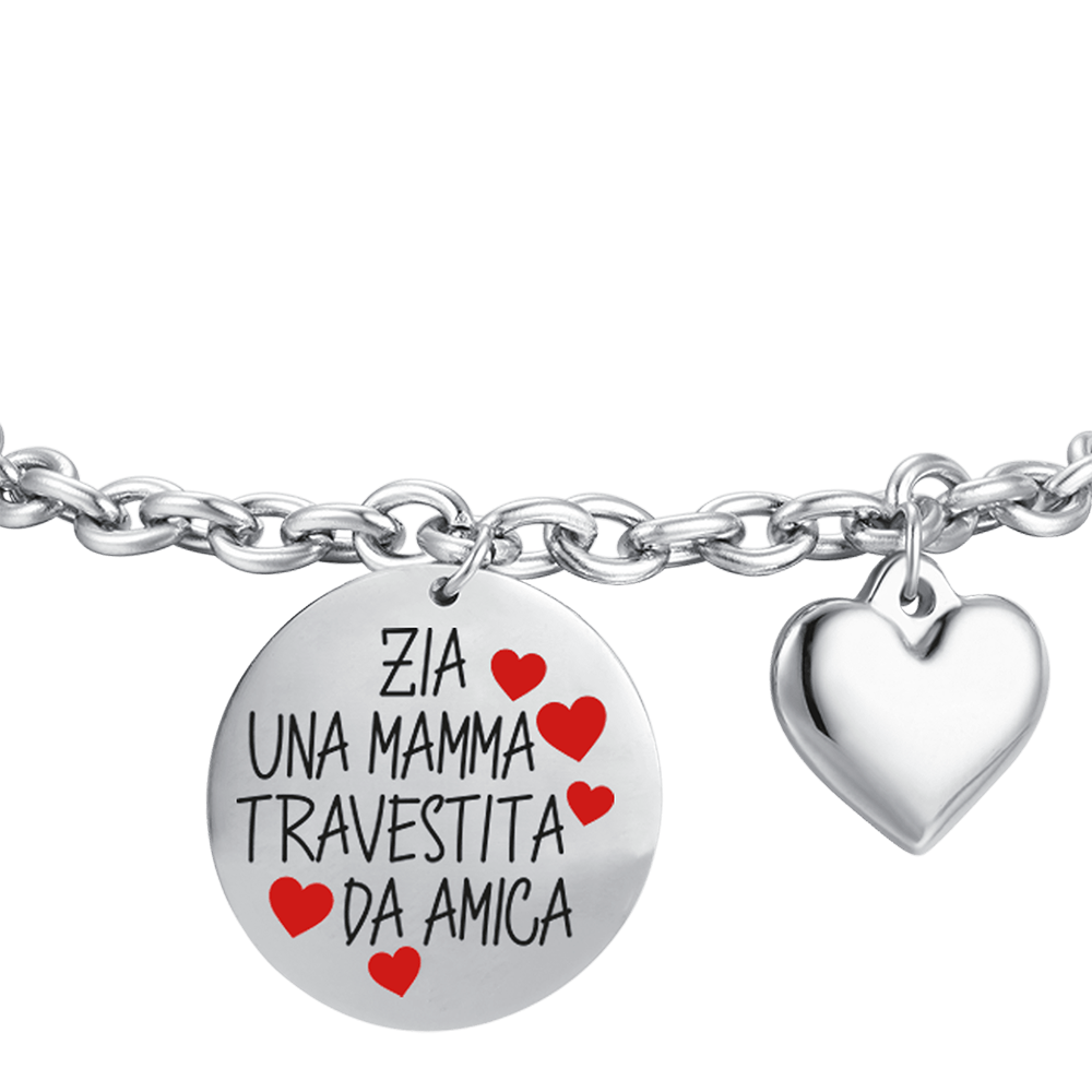 BRACCIALE DONNA IN ACCIAIO ZIA UNA MAMMA TRAVESTITA DA AMICA