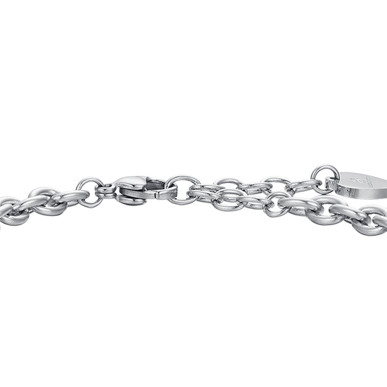 BRACCIALE DONNA IN ACCIAIO CON CAMPANELLA CON CRISTALLI BIANCHI