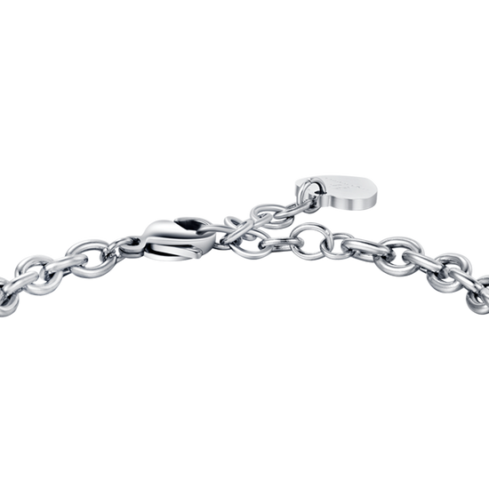 BRACCIALE DONNA IN ACCIAIO CON FIORE DELLA VITA CON CRISTALLI BIANCHI