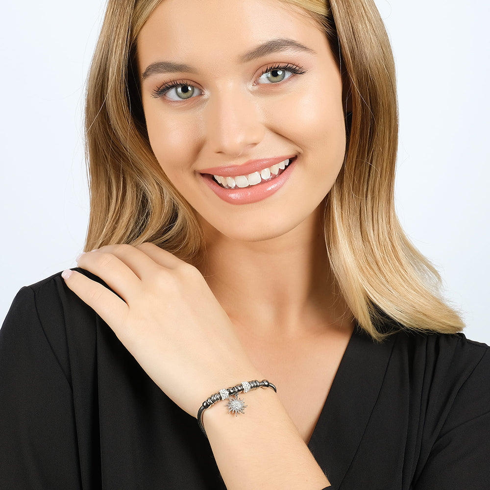 BRACCIALE DONNA IN ACCIAIO CON SOLE CON CRISTALLI BIANCHI