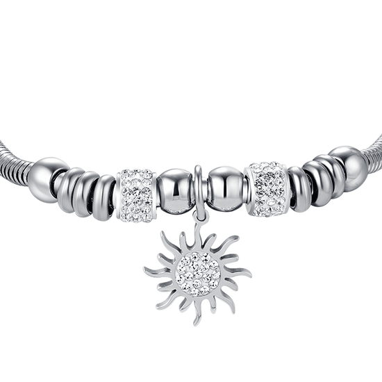 BRACCIALE DONNA IN ACCIAIO CON SOLE CON CRISTALLI BIANCHI
