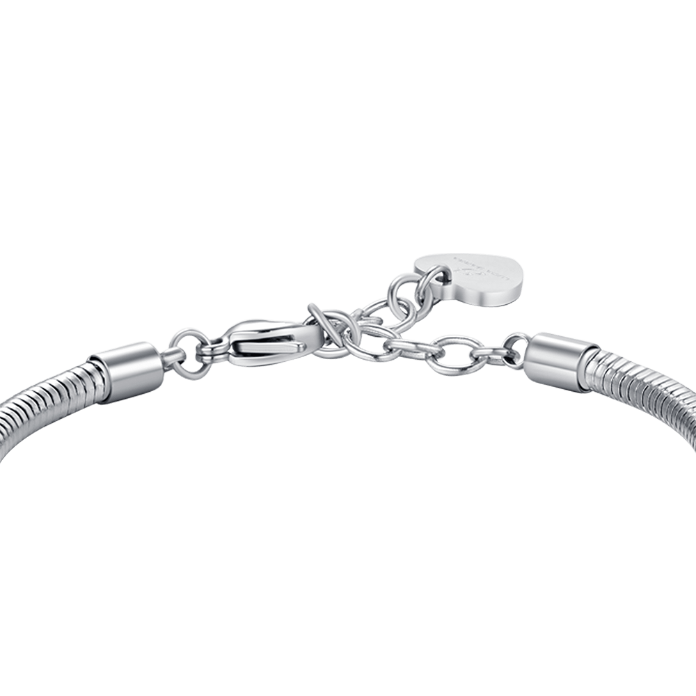 BRACCIALE DONNA IN ACCIAIO CON CUORE CON CRISTALLI BIANCHI