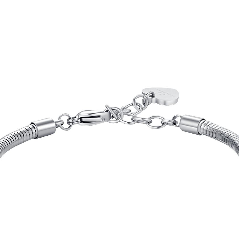 BRACCIALE DONNA IN ACCIAIO CON QUADRIFOGLIO CON CRISTALLI BIANCHI