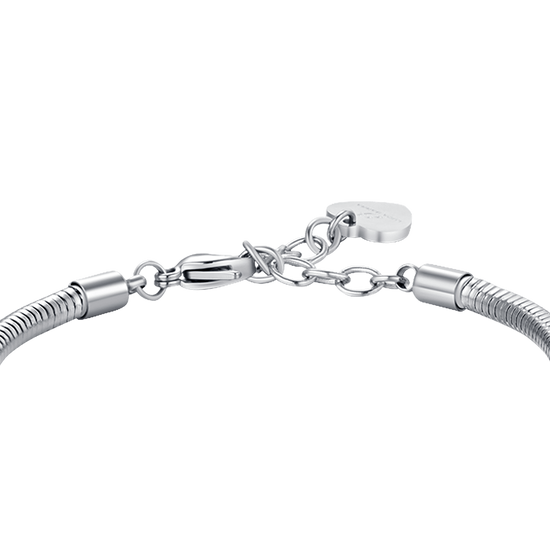 BRACCIALE DONNA IN ACCIAIO CON QUADRIFOGLIO CON CRISTALLI BIANCHI