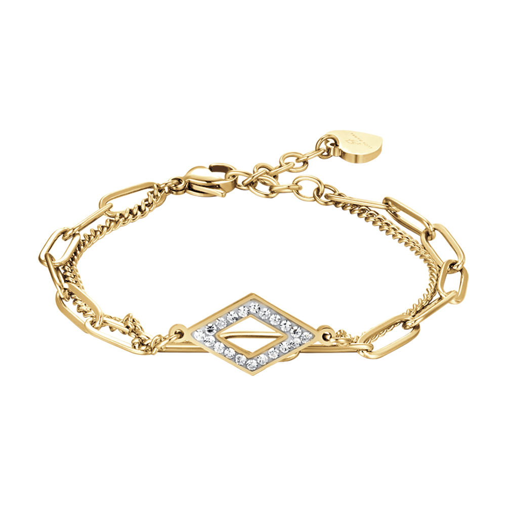 BRACCIALE DONNA IN ACCIAIO IP GOLD CON CRISTALLI BIANCHI