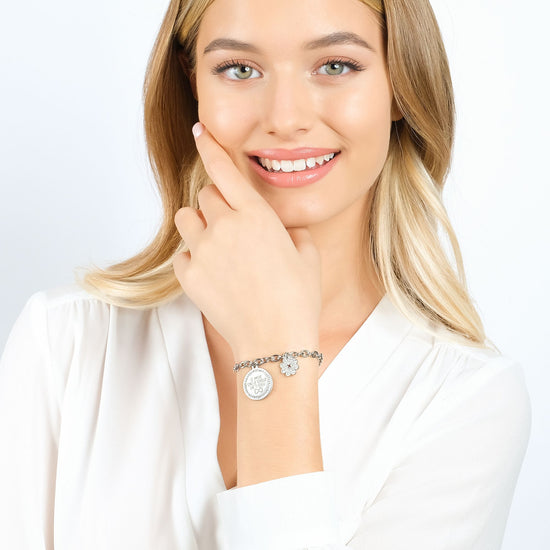 BRACCIALE DONNA IN ACCIAIO LE AMICHE SONO LE SORELLE CHE TI SCEGLI CON SMALTO