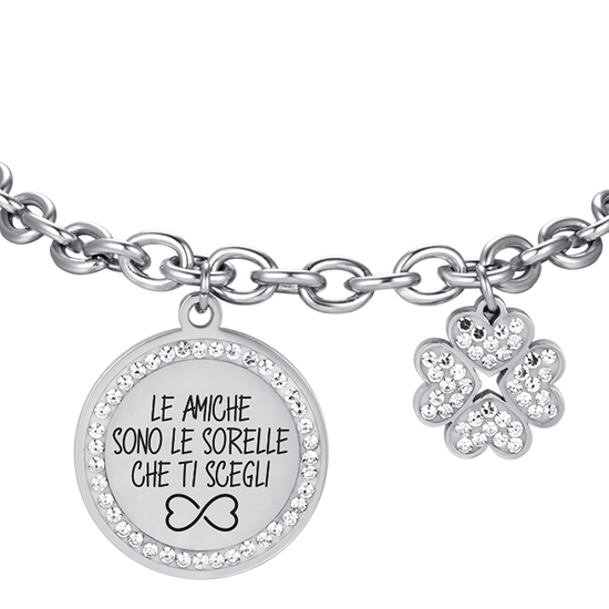 BRACCIALE DONNA IN ACCIAIO LE AMICHE SONO LE SORELLE CHE TI SCEGLI CON SMALTO