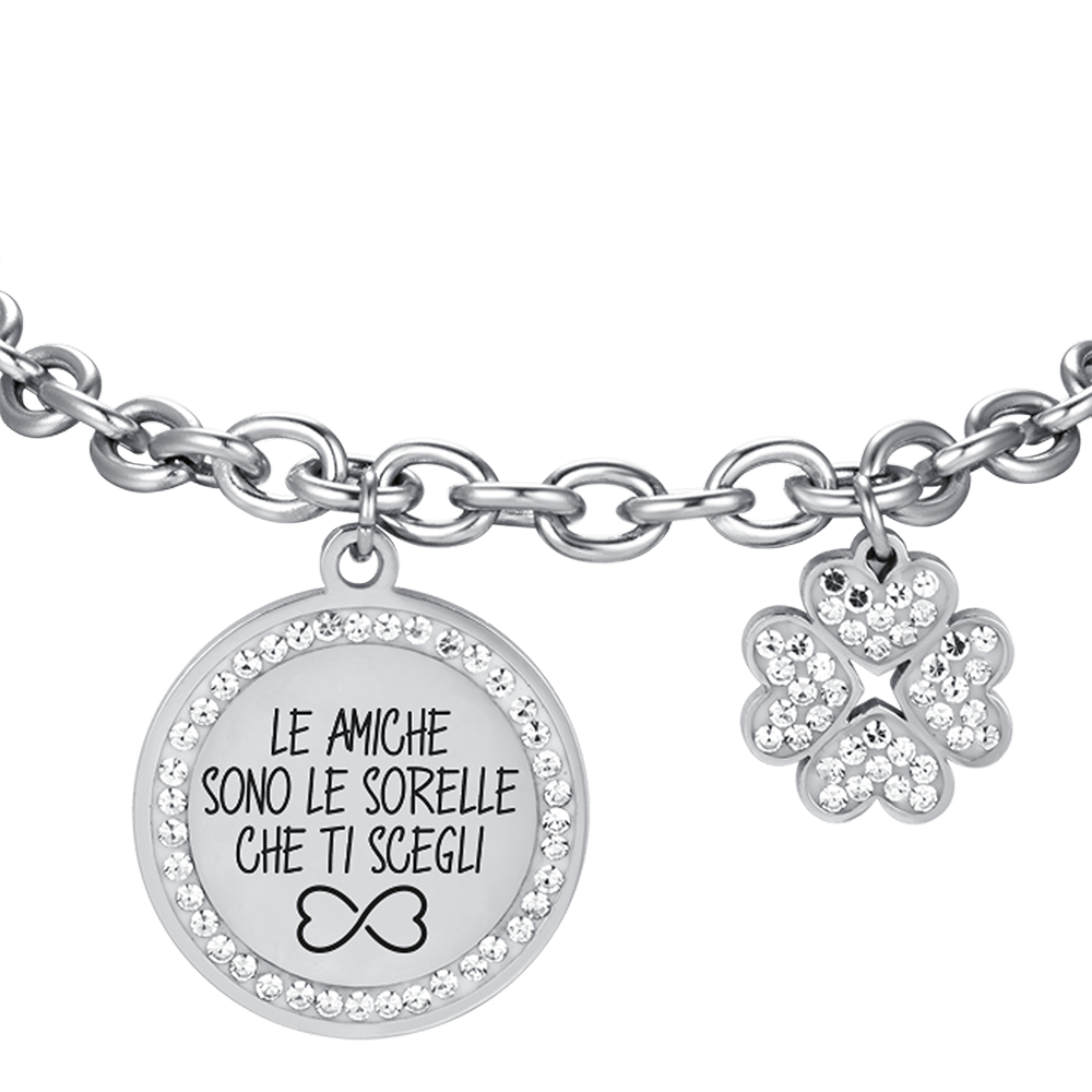 BRACCIALE DONNA IN ACCIAIO LE AMICHE SONO LE SORELLE CHE TI SCEGLI CON SMALTO