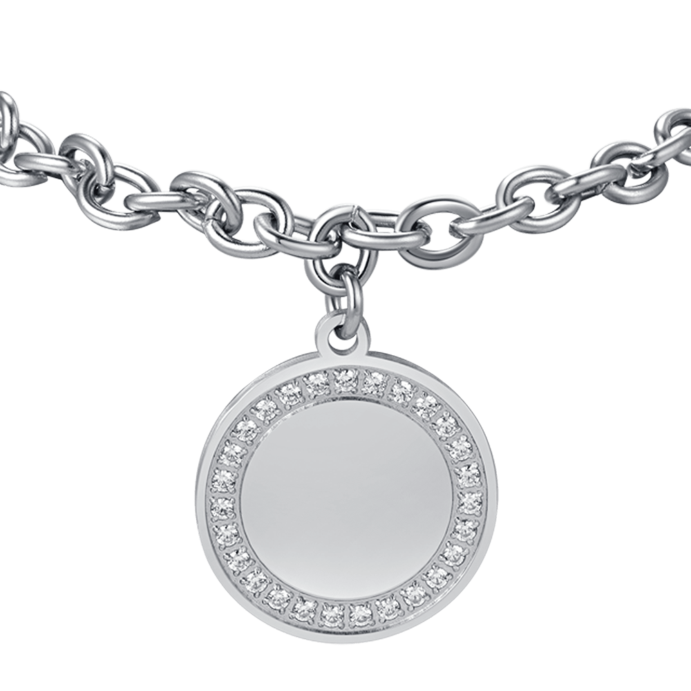 BRACCIALE DONNA IN ACCIAIO CON CRISTALLI BIANCHI