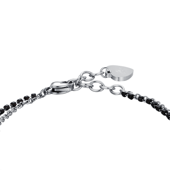 BRACCIALE DONNA IN ACCIAIO CON STELLE, ELEMENTI IP NERO E CRISTALLO BIANCO
