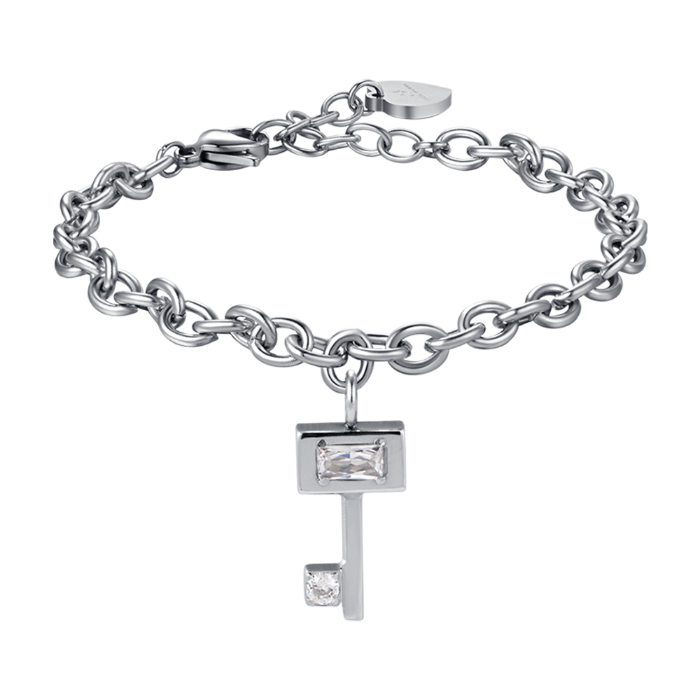 BRACCIALE DONNA IN ACCIAIO CON CHIAVE CON CRISTALLI BIANCHI