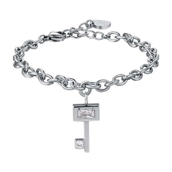 BRACCIALE DONNA IN ACCIAIO CON CHIAVE CON CRISTALLI BIANCHI
