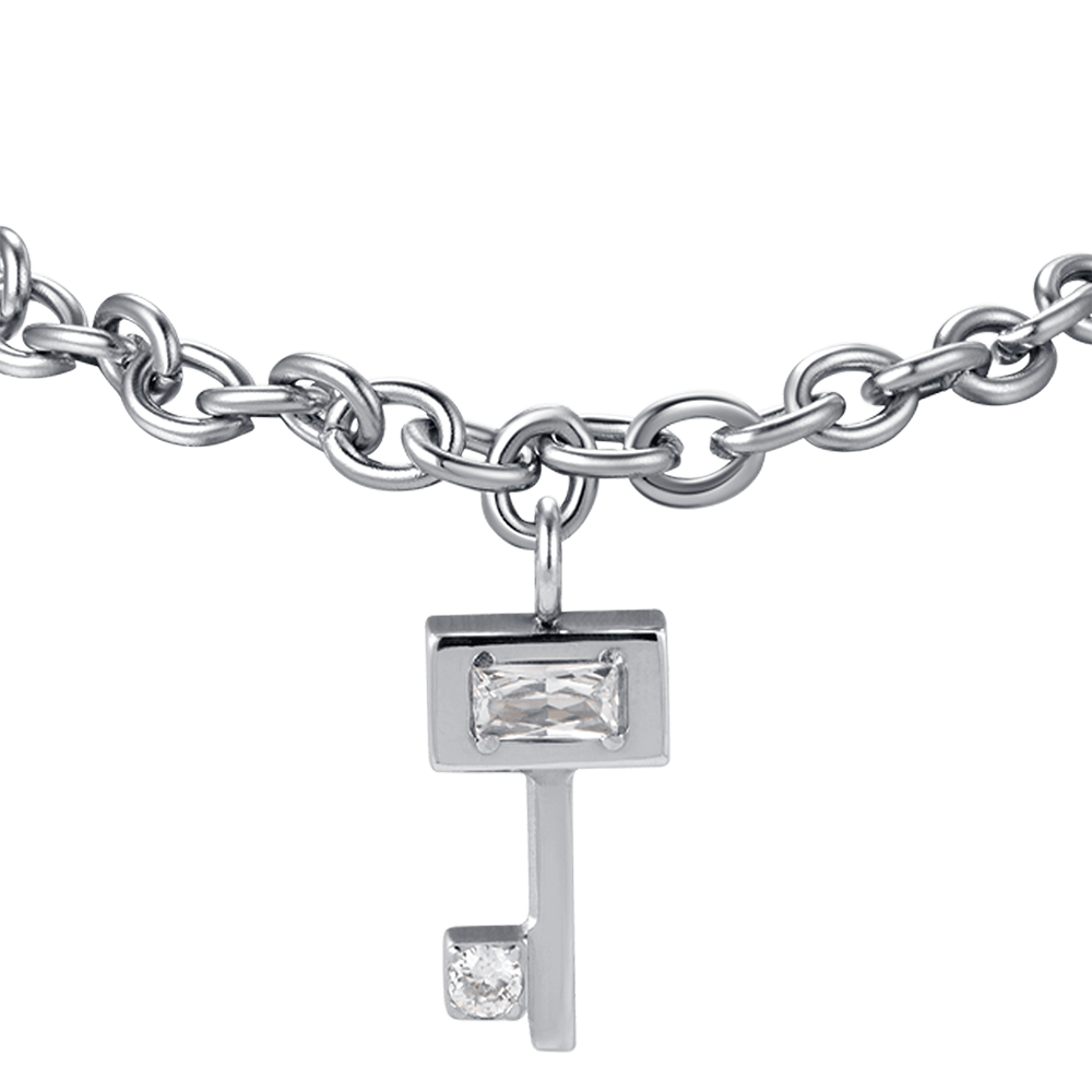 BRACCIALE DONNA IN ACCIAIO CON CHIAVE CON CRISTALLI BIANCHI