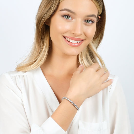 BRACCIALE TENNIS DONNA IN ACCIAIO CON CRISTALLI BIANCHI DA 4 MM