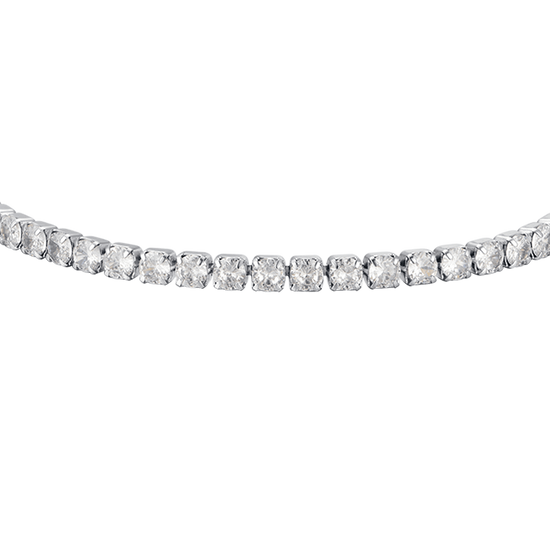 BRACCIALE TENNIS DONNA IN ACCIAIO CON CRISTALLI BIANCHI DA 4 MM