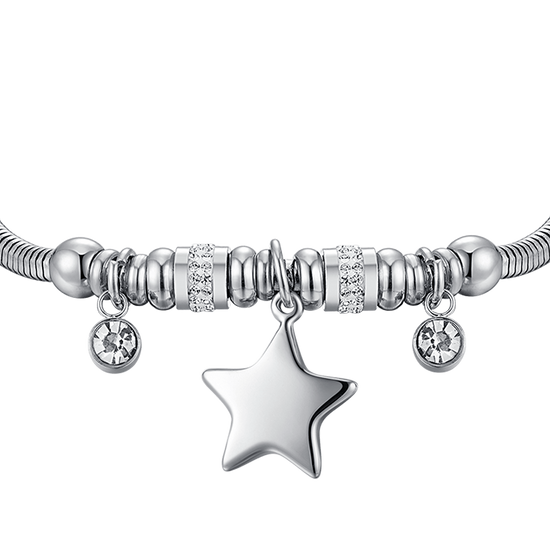BRACCIALE DONNA IN ACCIAIO CON STELLA E CRISTALLI BIANCHI