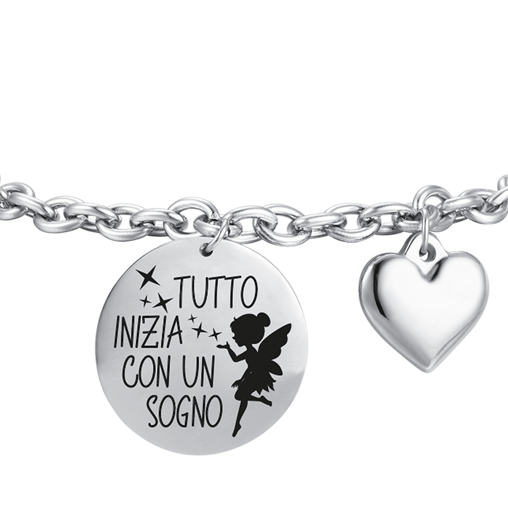 BRACCIALE DONNA IN ACCIAIO TUTTO INIZIA CON UN SOGNO
