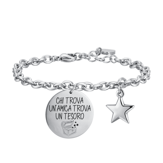 BRACCIALE DONNA IN ACCIAIO CHI TROVA UN'AMICA TROVA UN TESORO