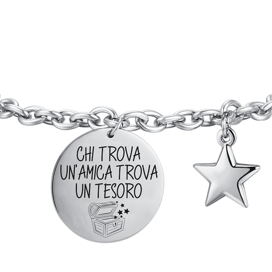 BRACCIALE DONNA IN ACCIAIO CHI TROVA UN'AMICA TROVA UN TESORO