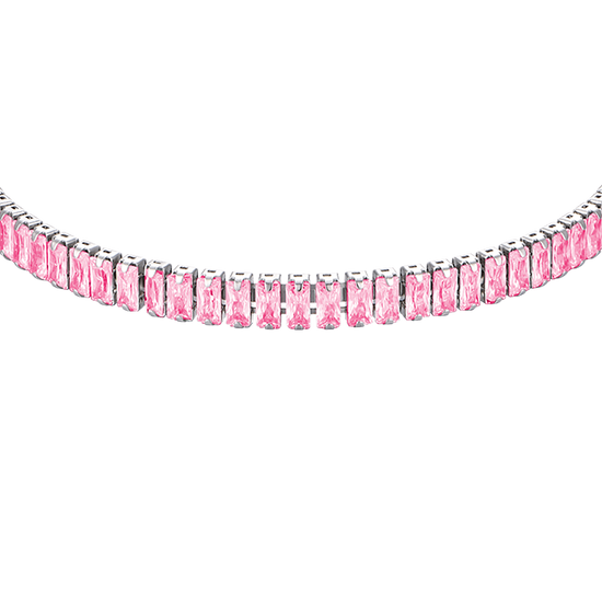 BRACCIALE DONNA IN ACCIAIO CON CRISTALLI ROSA