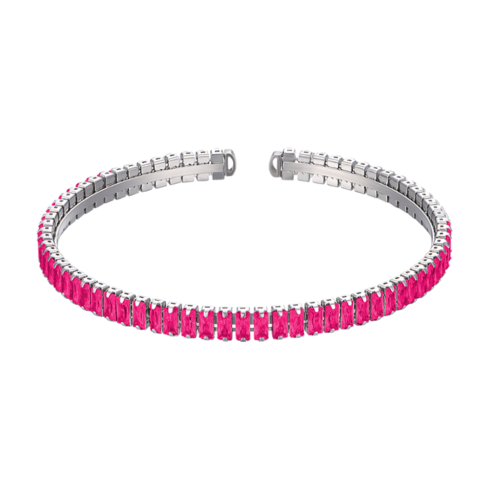 BRACCIALE DONNA IN ACCIAIO CON CRISTALLI FUCSIA Luca Barra