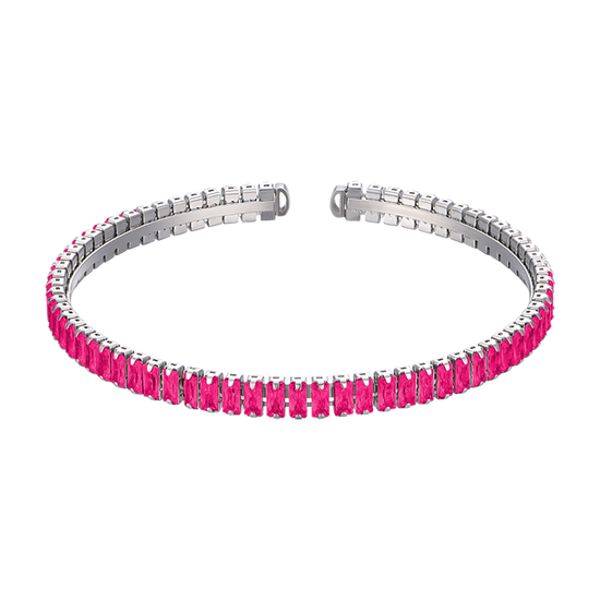 BRACCIALE DONNA IN ACCIAIO CON CRISTALLI FUCSIA Luca Barra