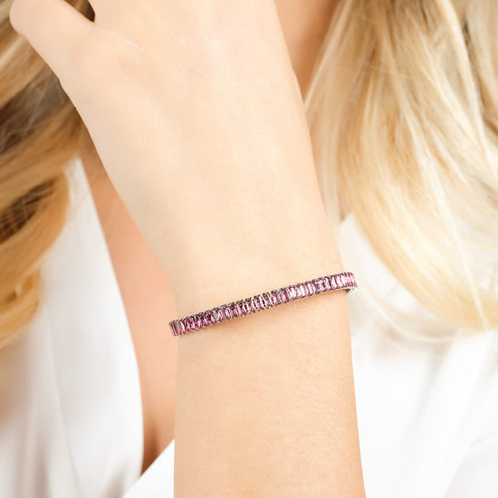 BRACCIALE DONNA IN ACCIAIO CON CRISTALLI FUCSIA Luca Barra