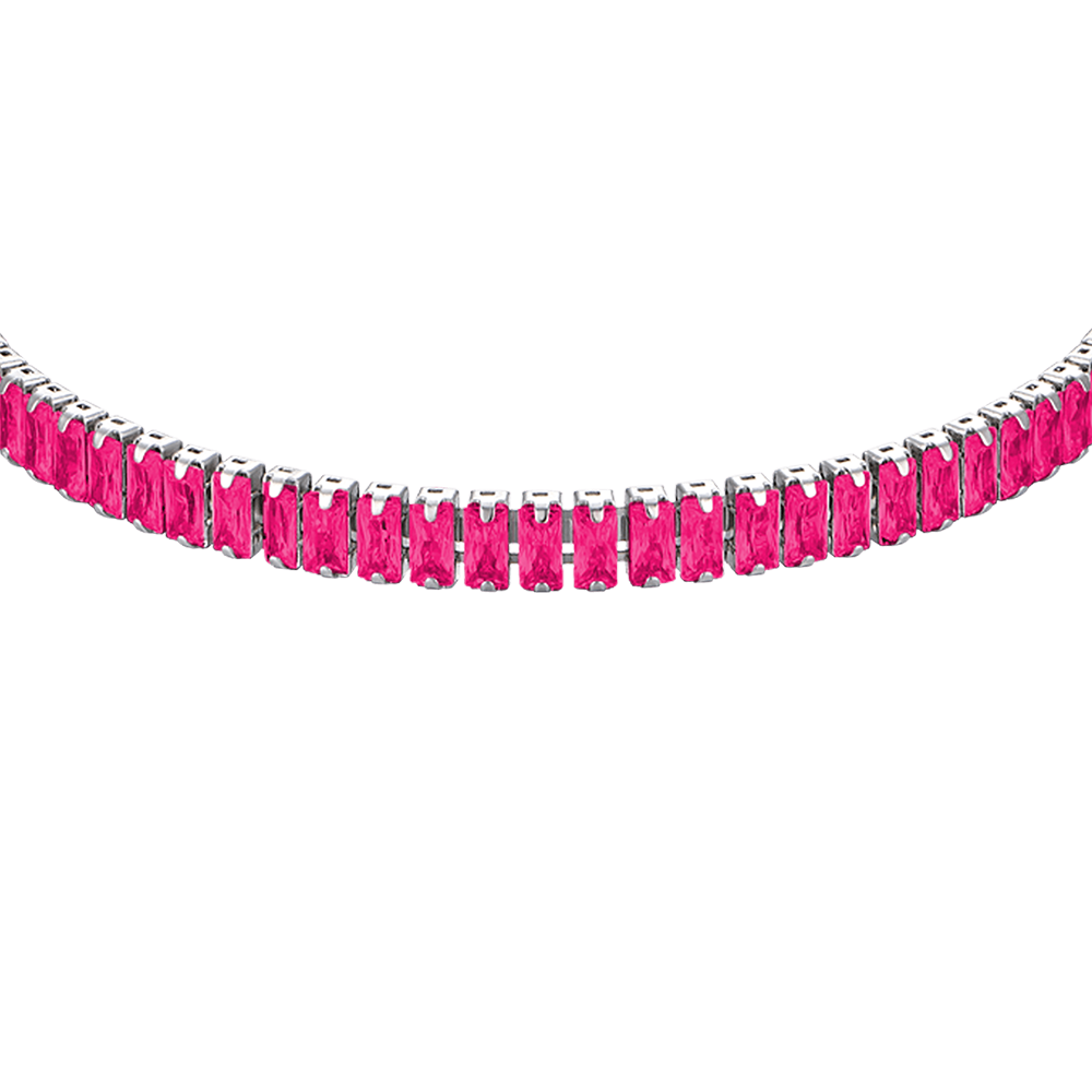 BRACCIALE DONNA IN ACCIAIO CON CRISTALLI FUCSIA