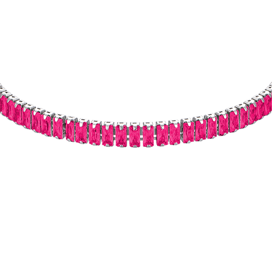 BRACCIALE DONNA IN ACCIAIO CON CRISTALLI FUCSIA