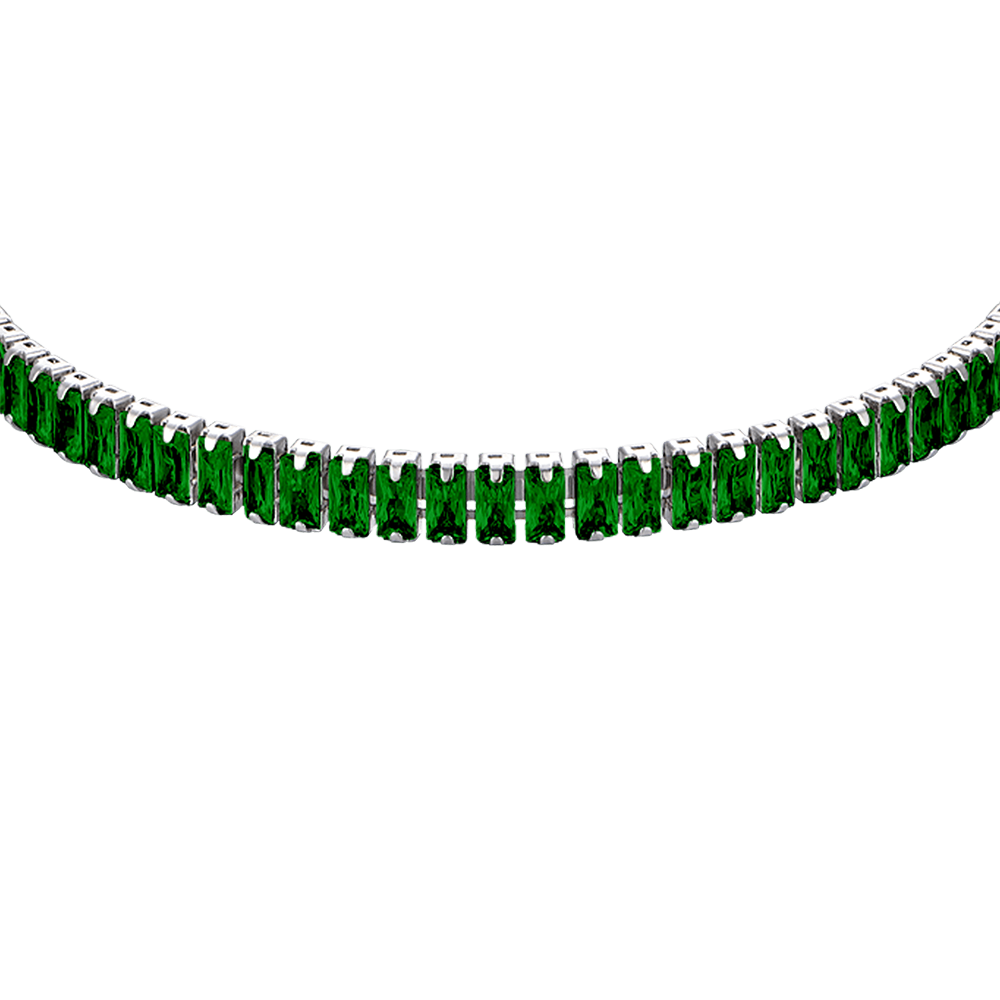 BRACCIALE DONNA IN ACCIAIO CON CRISTALLI VERDI