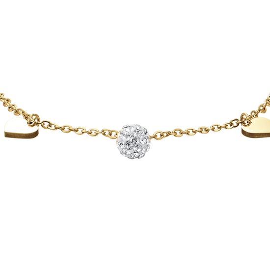 BRACCIALE DONNA IN ACCIAIO IP GOLD CON CUORI E CRISTALLI BIANCHI