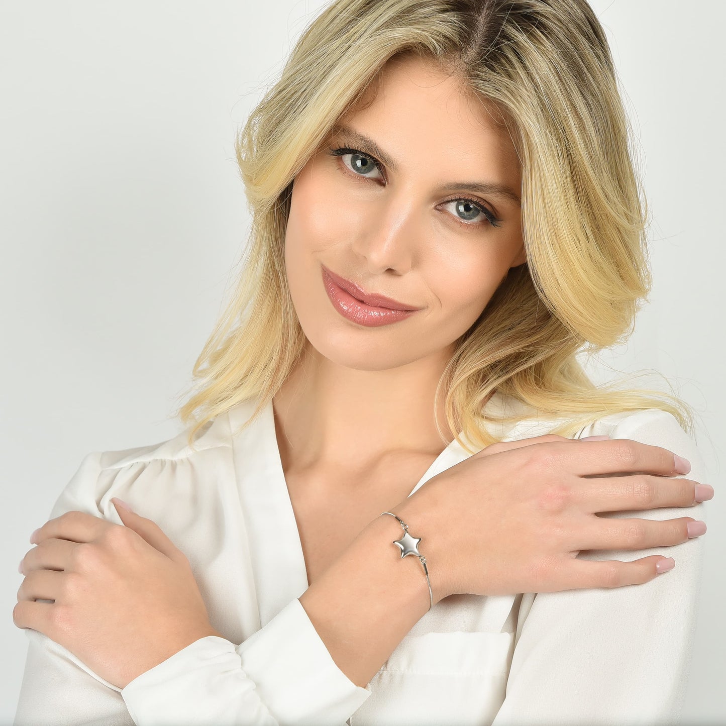 BRACCIALE DONNA IN ACCIAIO CON STELLA PIENA