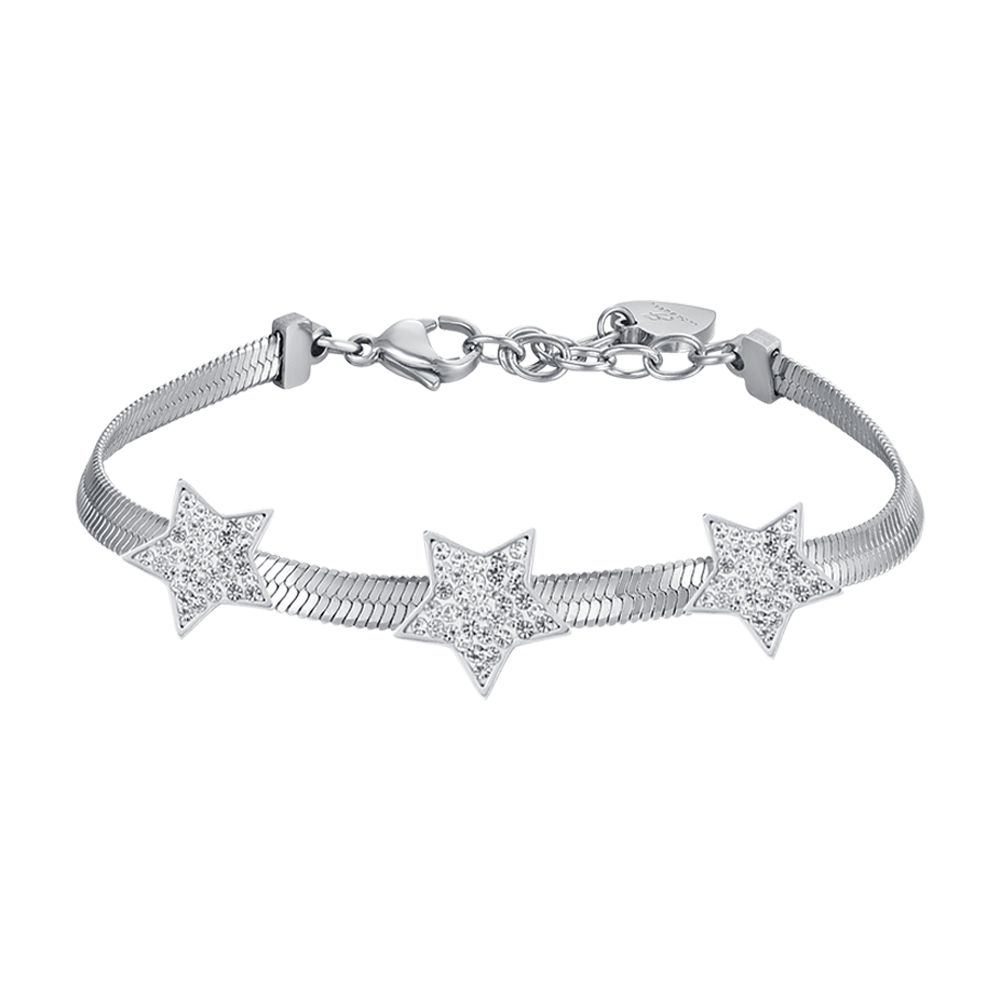 BRACCIALE DONNA SNAKE IN ACCIAIO CON STELLE CON CRISTALLI BIANCHI
