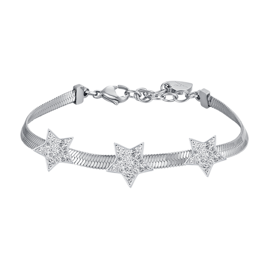 BRACCIALE DONNA SNAKE IN ACCIAIO CON STELLE CON CRISTALLI BIANCHI