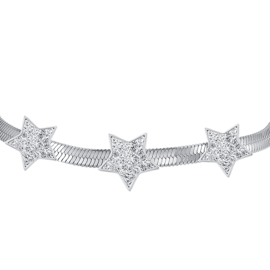 BRACCIALE DONNA SNAKE IN ACCIAIO CON STELLE CON CRISTALLI BIANCHI