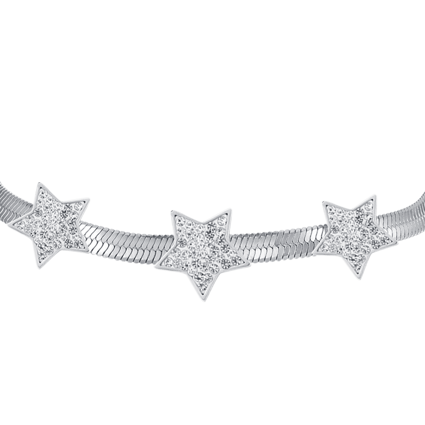 BRACCIALE DONNA SNAKE IN ACCIAIO CON STELLE CON CRISTALLI BIANCHI
