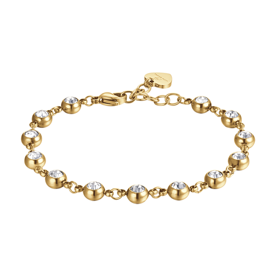 BRACCIALE DONNA IN ACCIAIO IP GOLD CON CRISTALLI BIANCHI Luca Barra