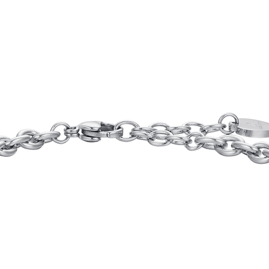 BRACCIALE DONNA IN ACCIAIO CON CAMPANELLA CON SMALTO TURCHESE E CRISTALLI