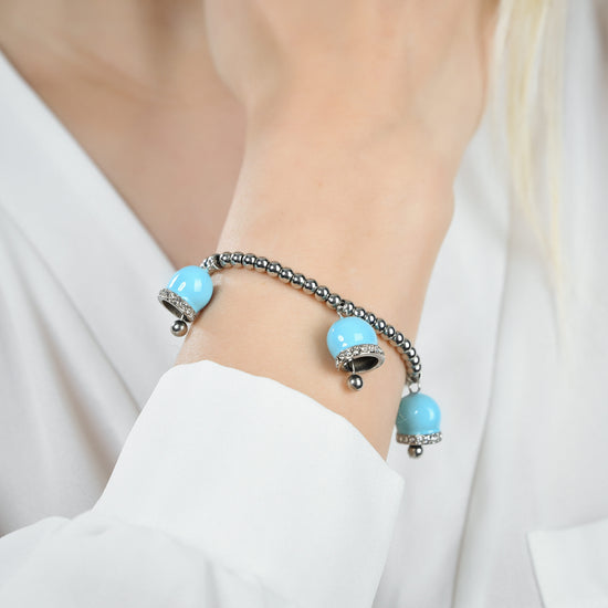 Bracciale Donna In Acciaio Con Campanelle Con Smalto Rosa E Cristalli Bianchi Bk2465 Bracciale Donna In Acciaio Con Campanelle Con Smalto Rosa E Cristalli Bianchi Bk2465
