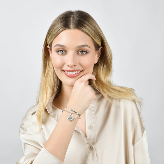 BRACCIALE DONNA IN ACCIAIO CON SOLE CON CRISTALLI BIANCHI
