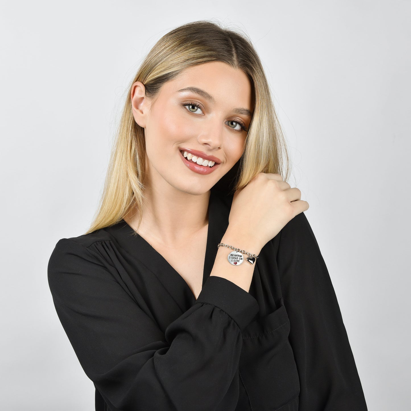 BRACCIALE DONNA IN ACCIAIO UNA MADRINA SI SCEGLIE CON IL CUORE