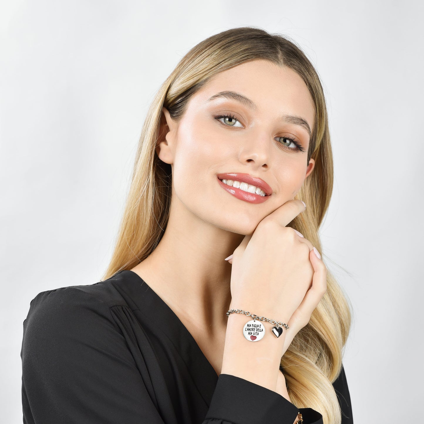BRACCIALE DONNA IN ACCIAIO MIA FIGLIA E' L'AMORE DELLA MIA VITA