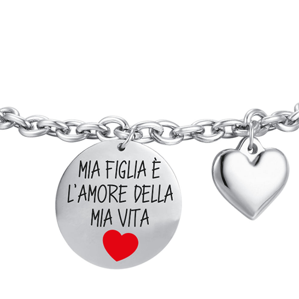 BRACCIALE DONNA IN ACCIAIO MIA FIGLIA E' L'AMORE DELLA MIA VITA
